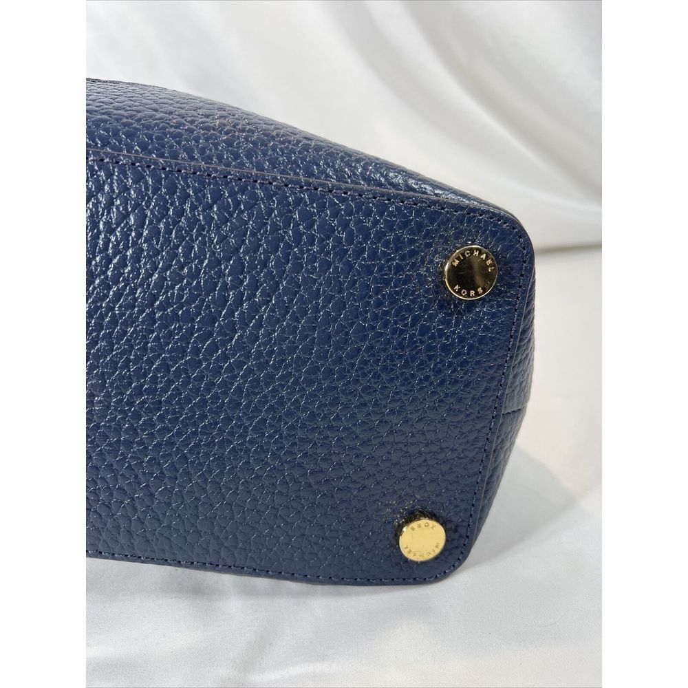 Michael Kors Large Dome Satchel Leather Handbag - Pebbled Navy - Picture 10 of 16